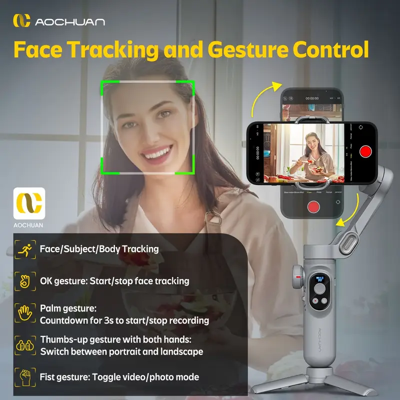 Стабилизатор для телефона трехосевой AOCHUAN SMART X Pro Professional Gimbal Stabilizer - фото 4 Стабилизатор для телефона трехосевой AOCHUAN SMART X Pro Professional Gimbal Stabilizer - фото 4