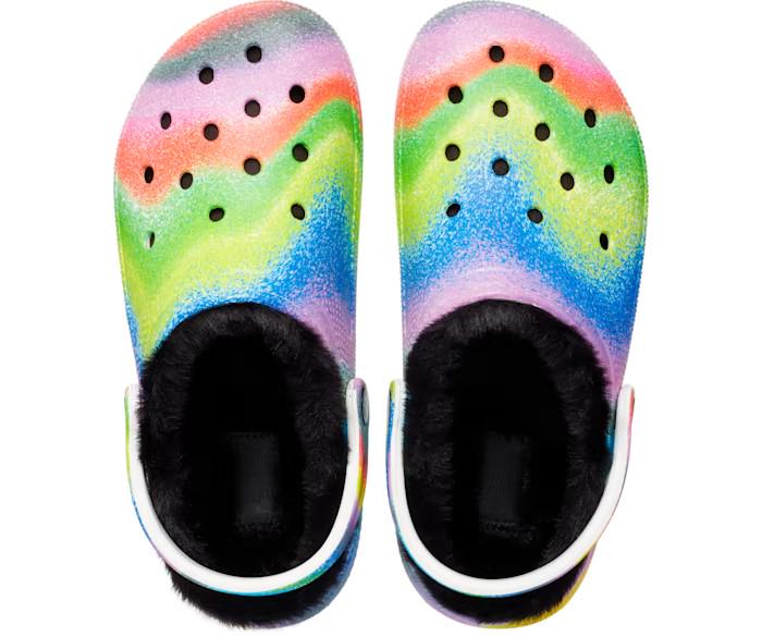 Утепленные сабо Crocs Classic Fur Lined Spray Dye р. W8/EUR 38-39 White/Multi (13480469) - фото 4