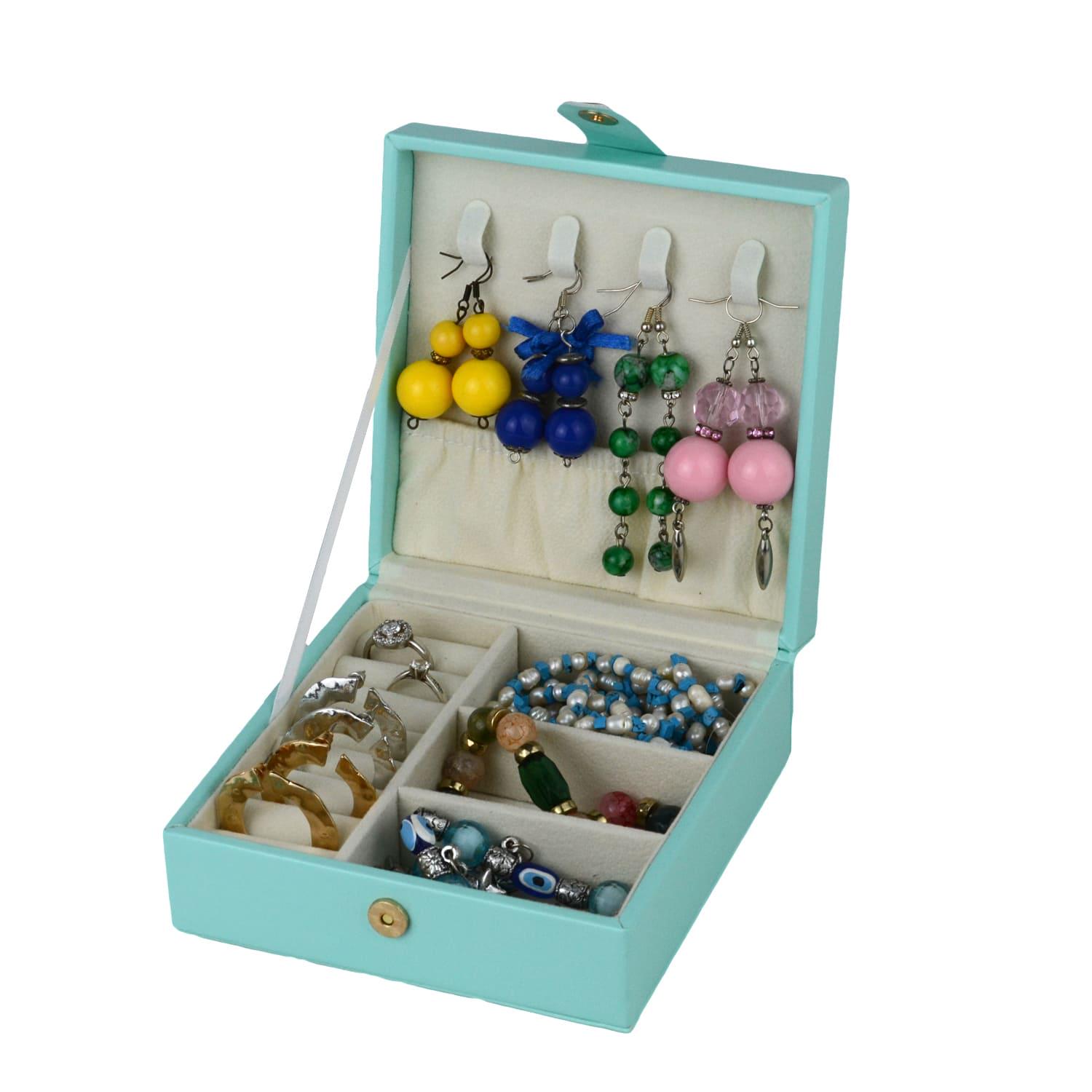 Шкатулка для украшений компактная из экокожи 12х12х5 см Голубой (ШДД-11-1) - фото 3 Шкатулка для украшений компактная из экокожи 12х12х5 см Голубой (ШДД-11-1) - фото 3