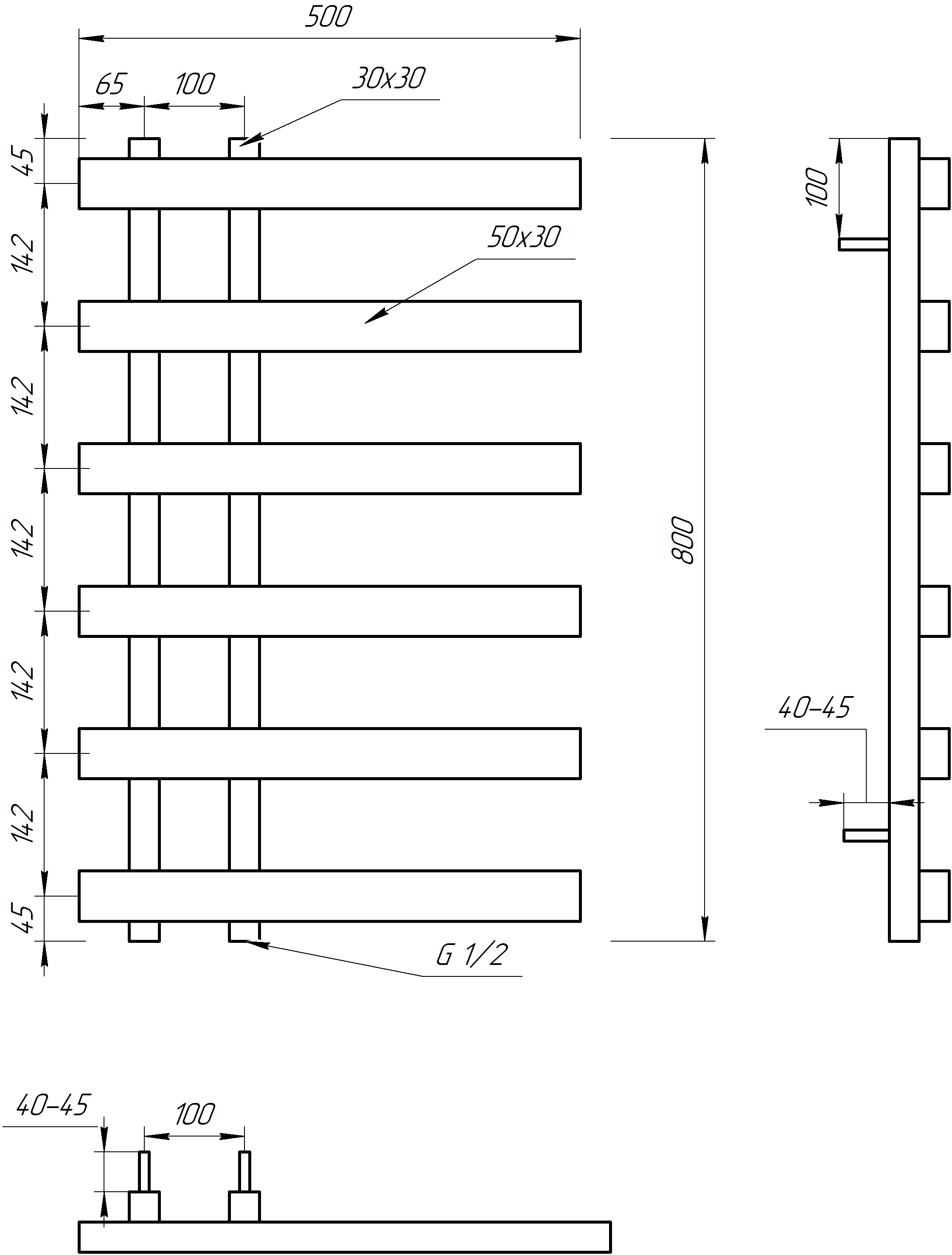 Рушникосушарка водяна Genesis Aqua Split 120x53 см Чорний (2253) - фото 2