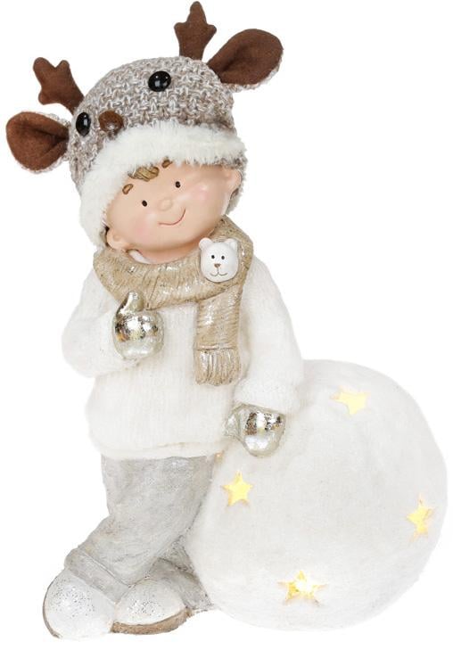 Фигура декоративная Мальчик на снежке 46 см с Led подсветкой (BD-711-334)