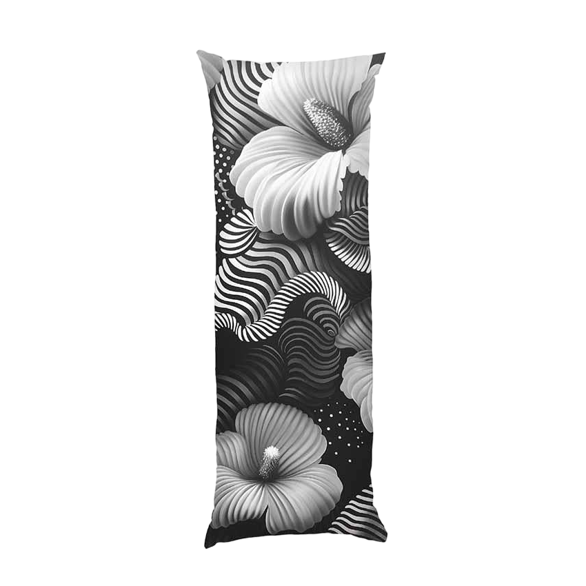 Подушка дакімакура Black and white flowers габардин 140х45 см (113888-2)