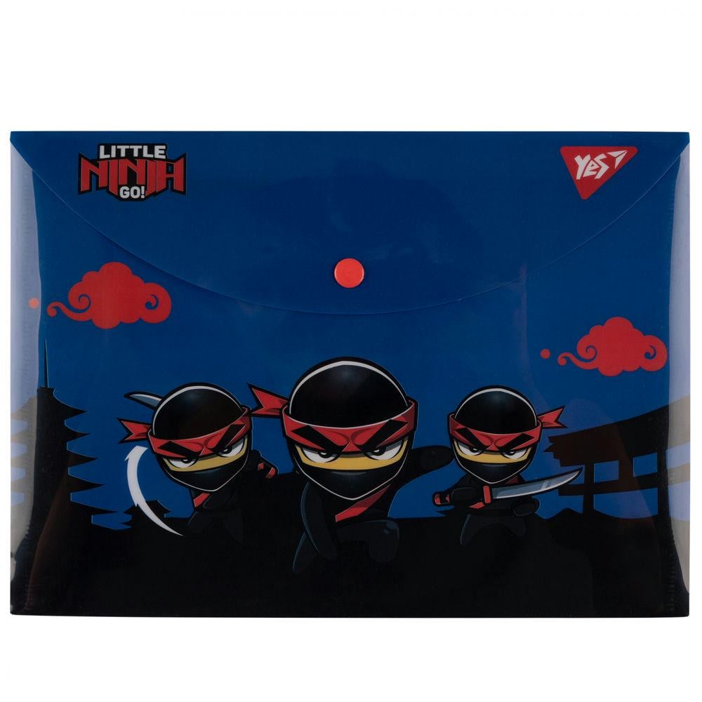 Папка конверт Yes Ninja В5 на кнопке Синий (492228)