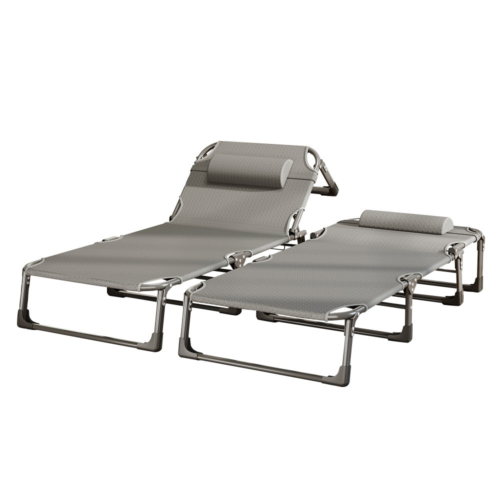 Шезлонг розкладний WCG FB-S04 із підголівником зі сталевим каркасом Чорно-сірий (FB-S031) - фото 3 Шезлонг розкладний WCG FB-S04 із підголівником зі сталевим каркасом Чорно-сірий (FB-S031) - фото 3