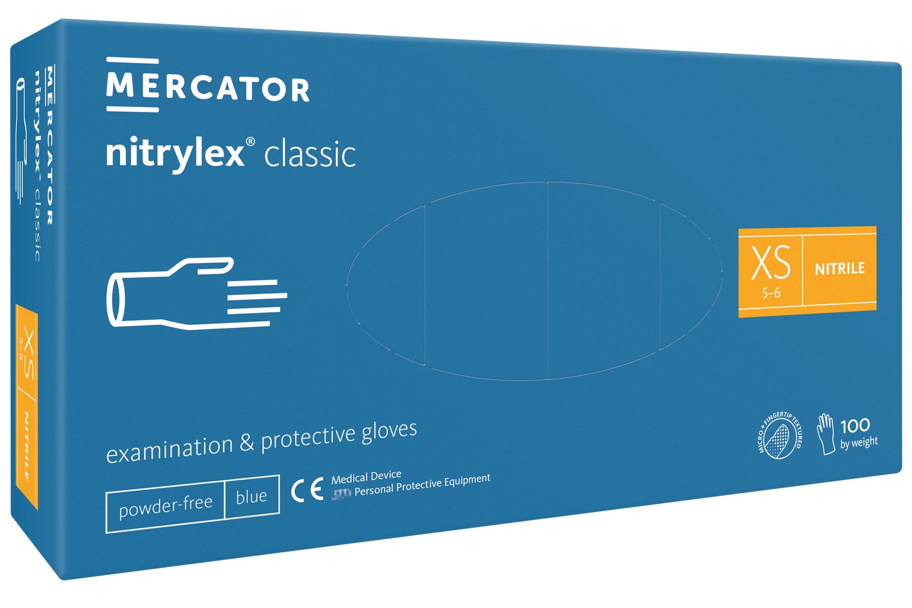 Рукавички нітрилові Nitrylex classic Mercator Medical XS 100 шт.