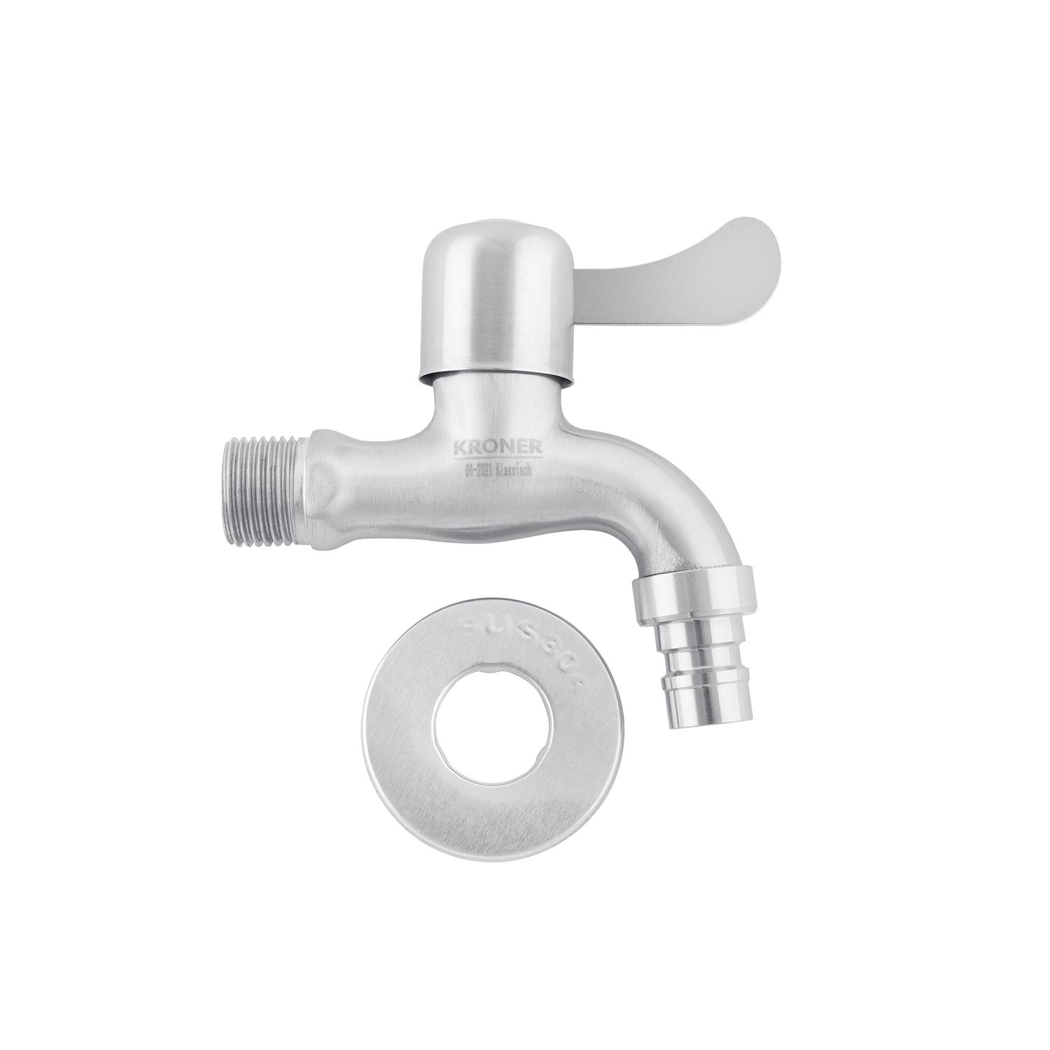 Кран садовий Kroner Edelstahl Klassisch CV022964 з вентилем Нікель (147653) - фото 3 Кран садовий Kroner Edelstahl Klassisch CV022964 з вентилем Нікель (147653) - фото 3