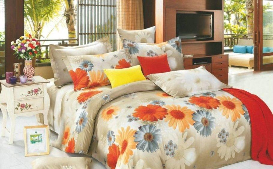 Комплект постельного белья Zastelli 1006 Африканские ромашки сатин 145х210 Молочный