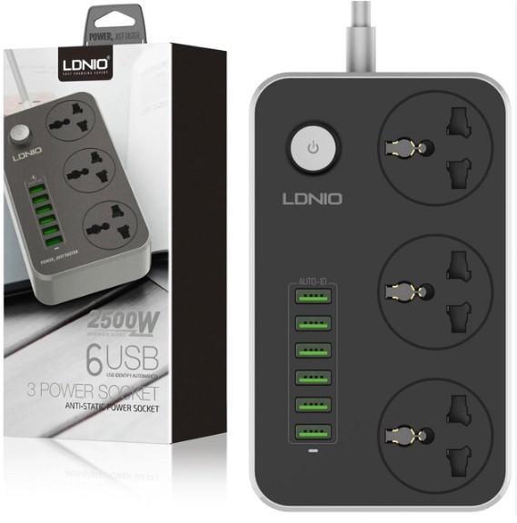 Подовжувач LDNIO SC3604 3 розетки 6 USB із захистом 2 м Сіро-чорний (1903312724) - фото 4