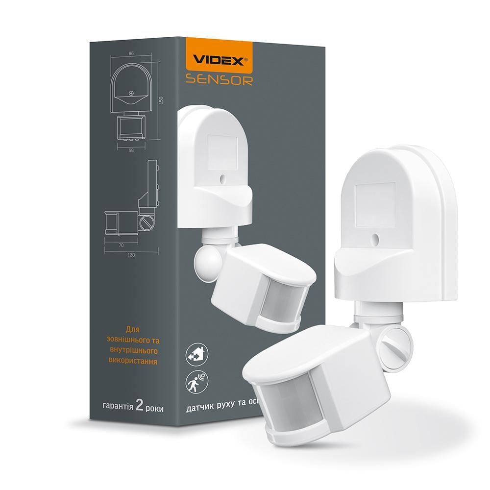Датчик руху та освітленості інфрачервоний Videx VL-SPW02W 220V 1200W (00000014875) Датчик руху та освітленості інфрачервоний Videx VL-SPW02W 220V 1200W (00000014875)