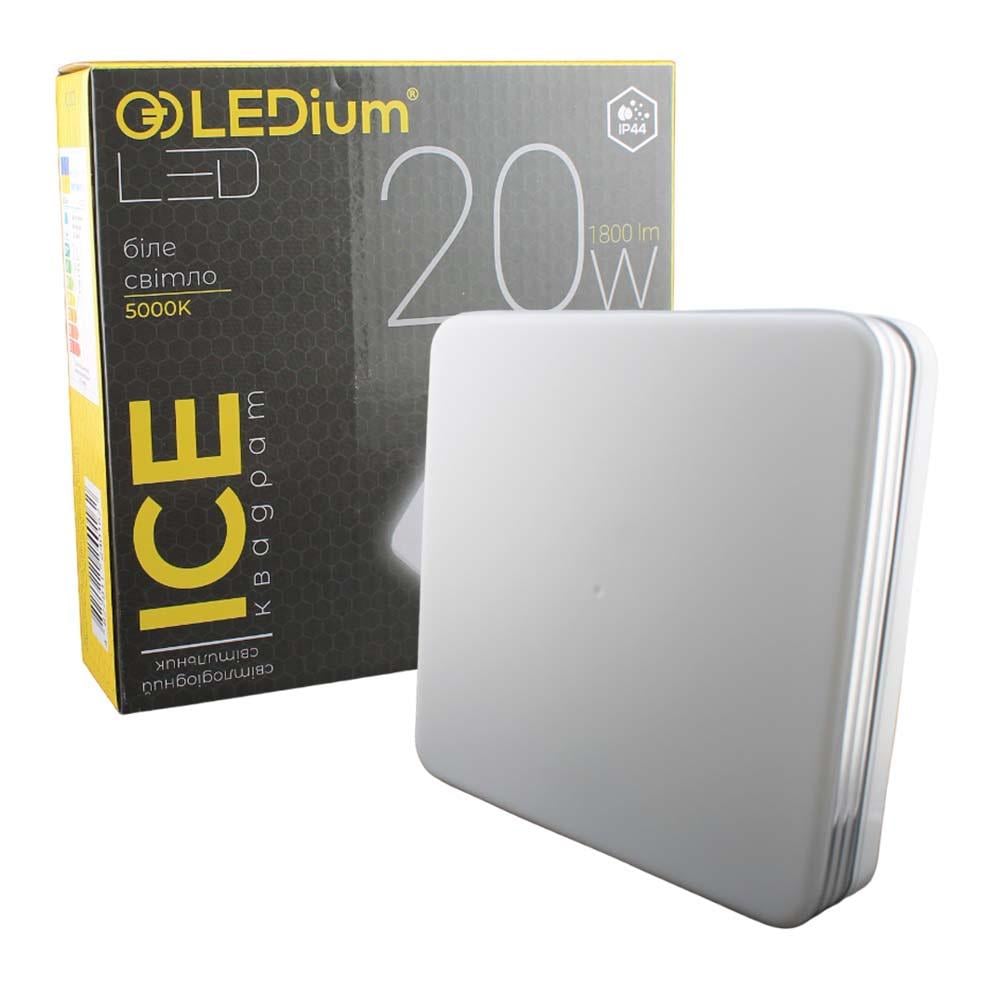 Світильник світлодіодний LEDium ICE 20W 1800Lm 5000k IP44 квадрат (17478)