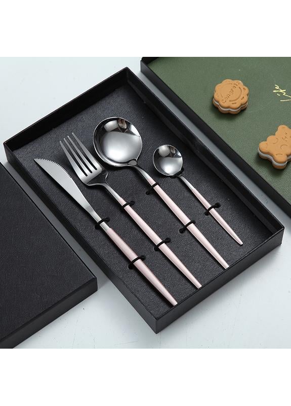 Набор столовых приборов из 4 предметов Luxe Серебристый/Розовый (404770)