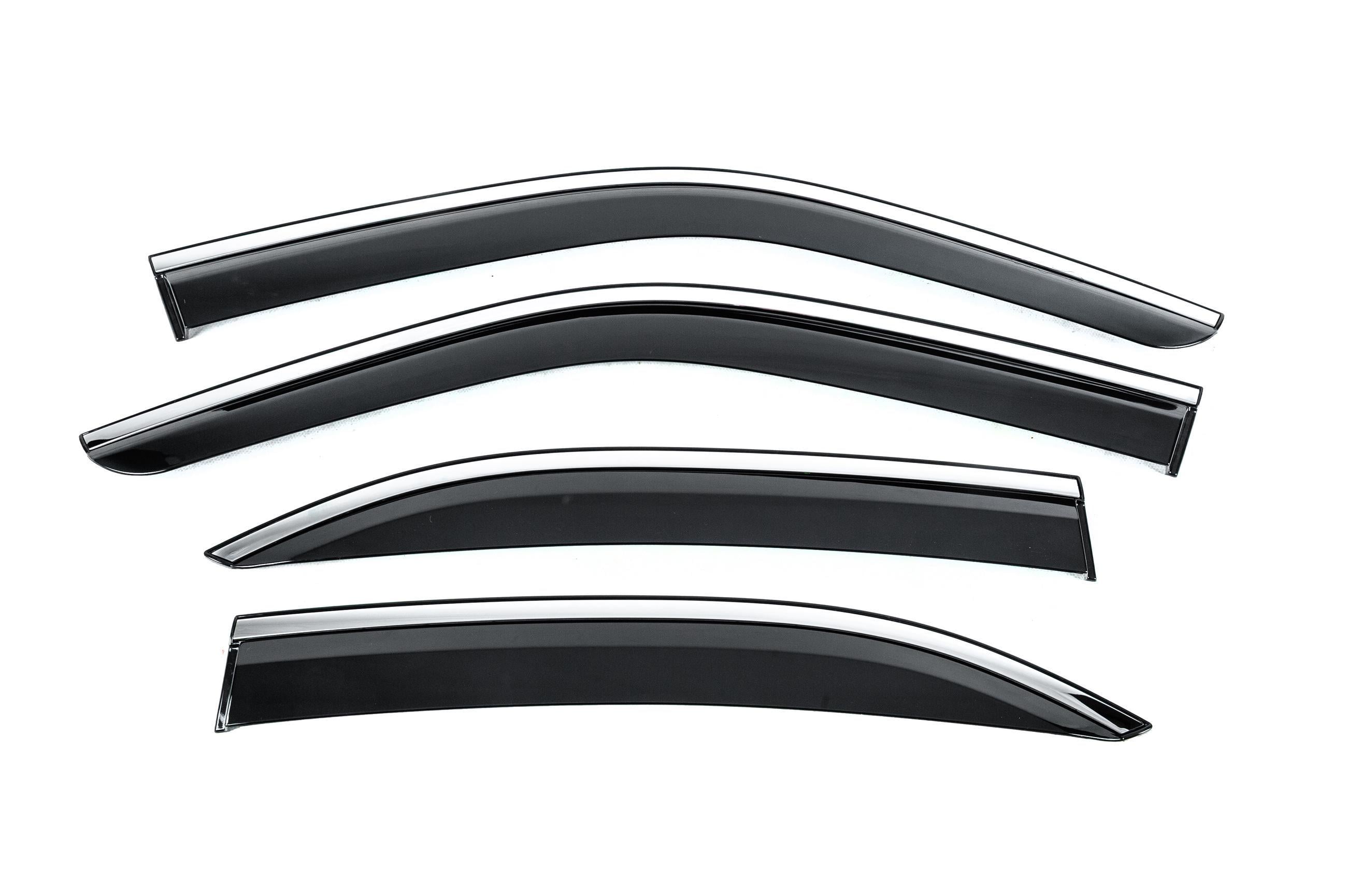 Ветровики с хромированным молдингом Niken Luxury для Mercedes E-сlass W210 1995-2002 гг. поликарбонат 4 шт. Черный (185937)