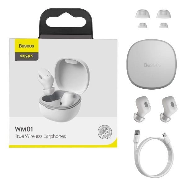 Навушники бездротові Baseus Encok True Wireless Earphones WM01 TWS Bluetooth White (401240421) - фото 7