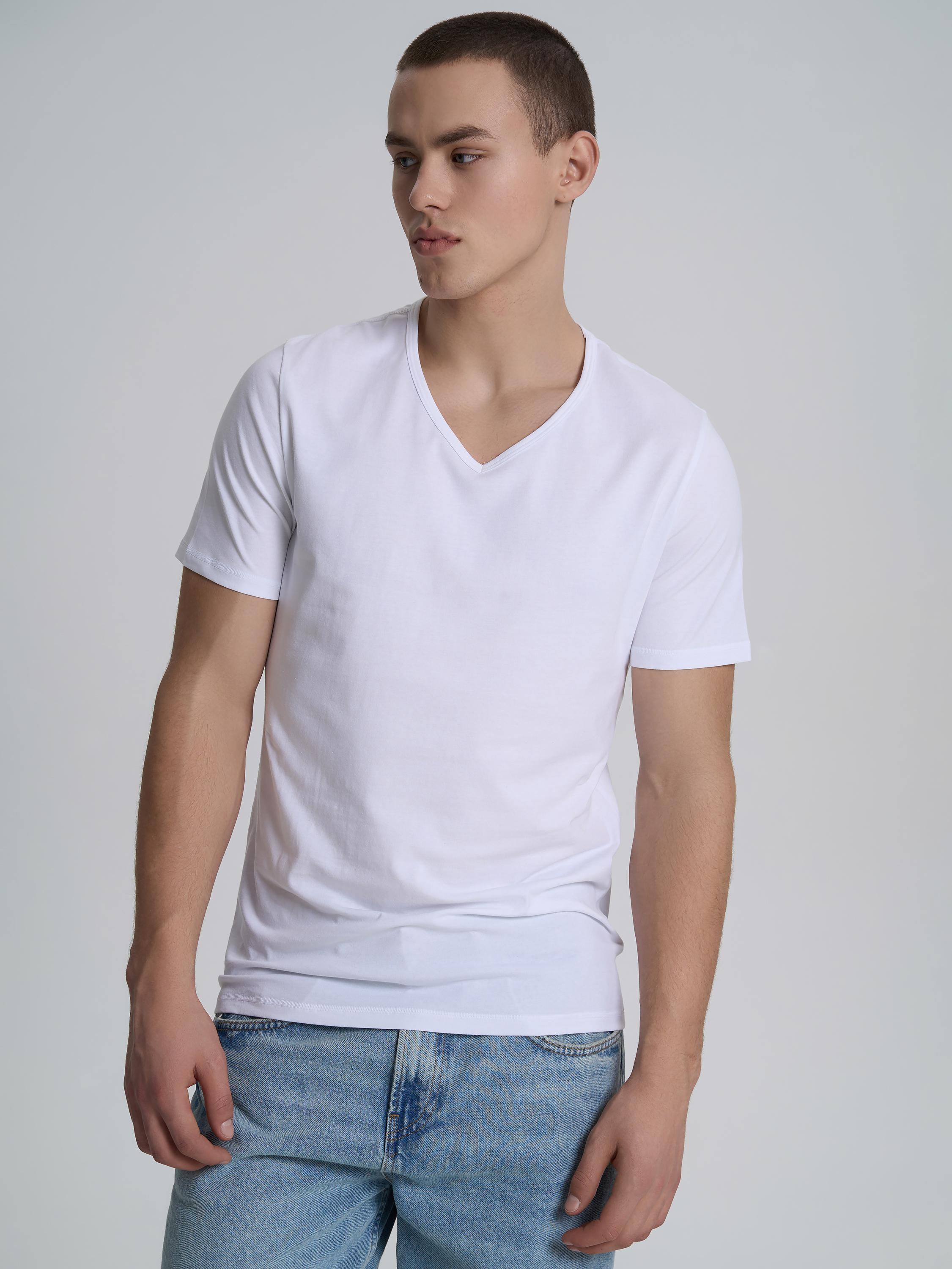 Футболка мужская с v-образным вырезом ROZA 014738 XL Белый (4824005707070)