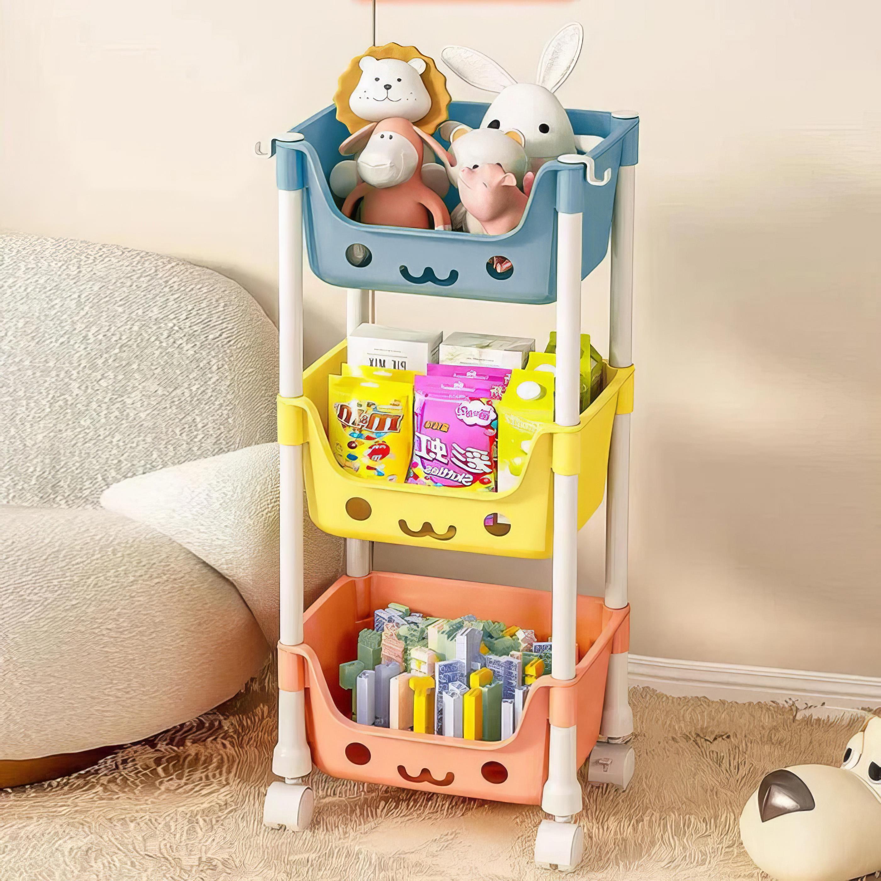 Стеллаж на колесах в детскую 75х31х21 см Разноцветный - фото 3