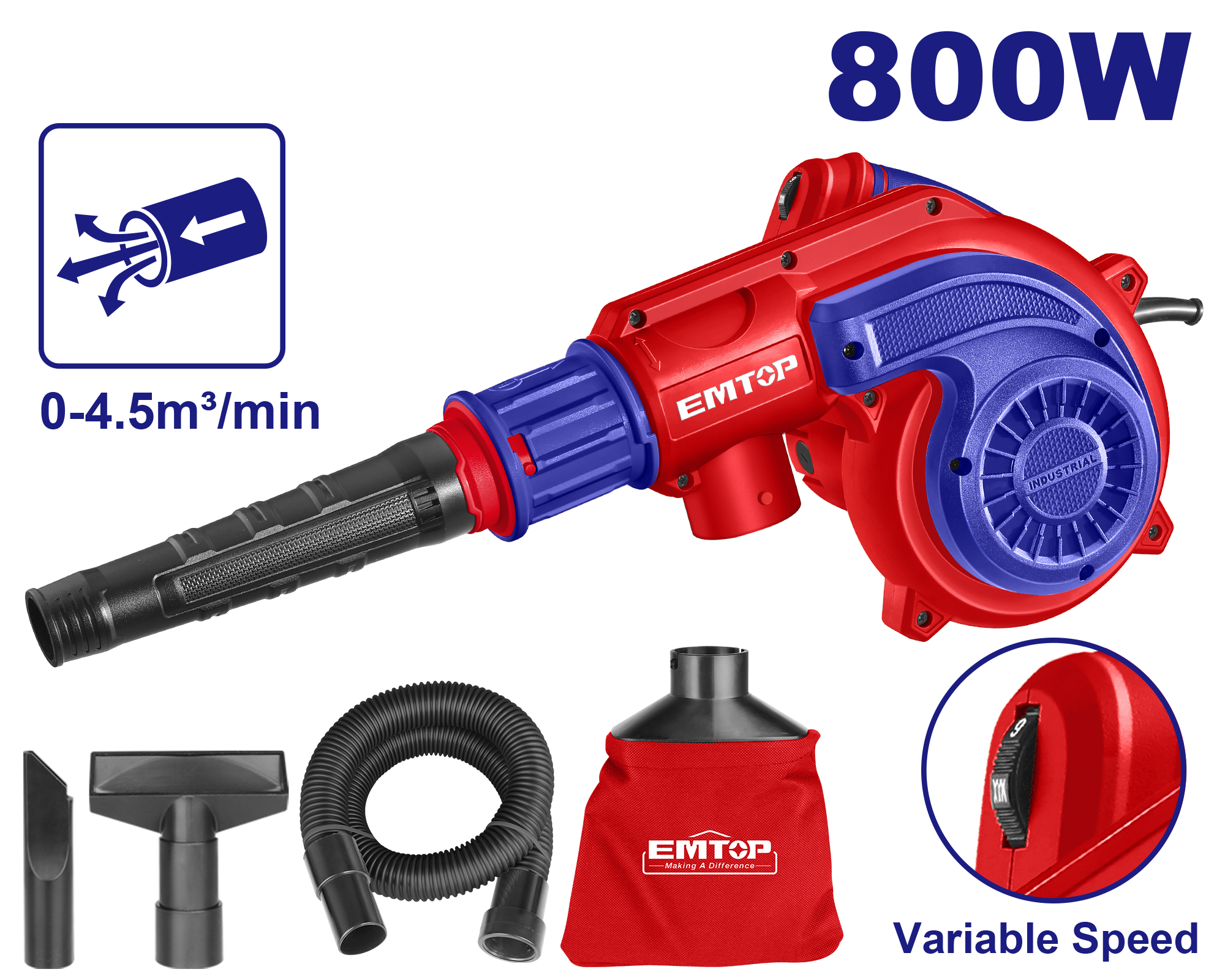 Пылесос-воздуходувка садовая электрическая EMTOP EABR8003 - фото 2