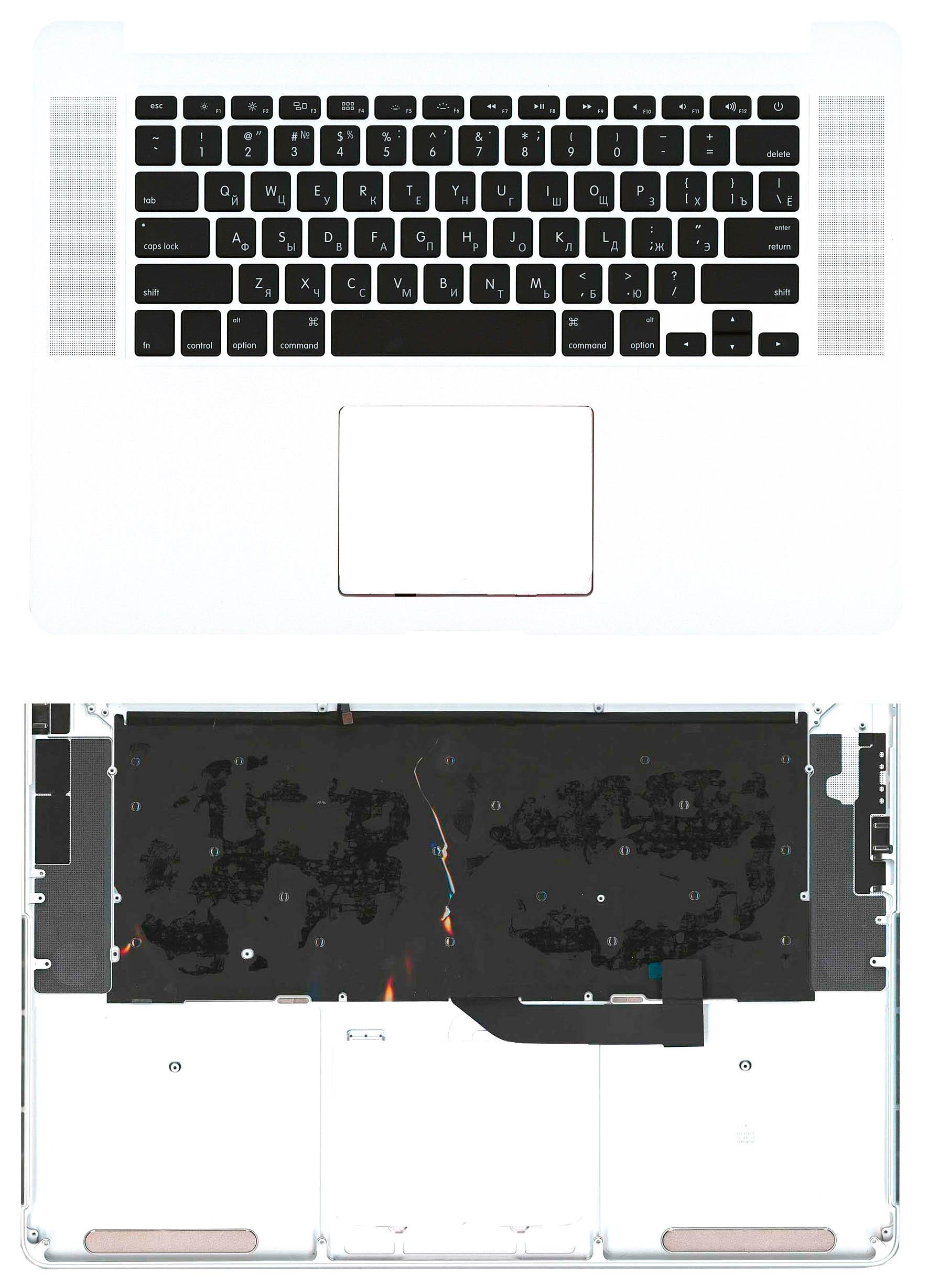 Клавиатура для ноутбука Apple MacBook Pro 2012/Early 2013 A1398 Silver TopCase горизонтальный Enter Black