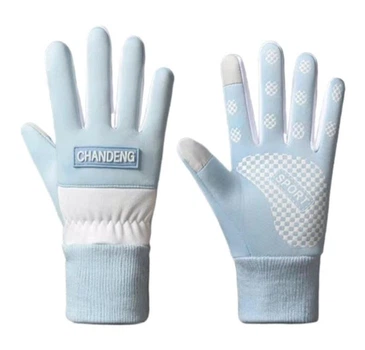 Женские теплые перчатки водонепроницаемые сенсорные L Синий с белым (YD130)