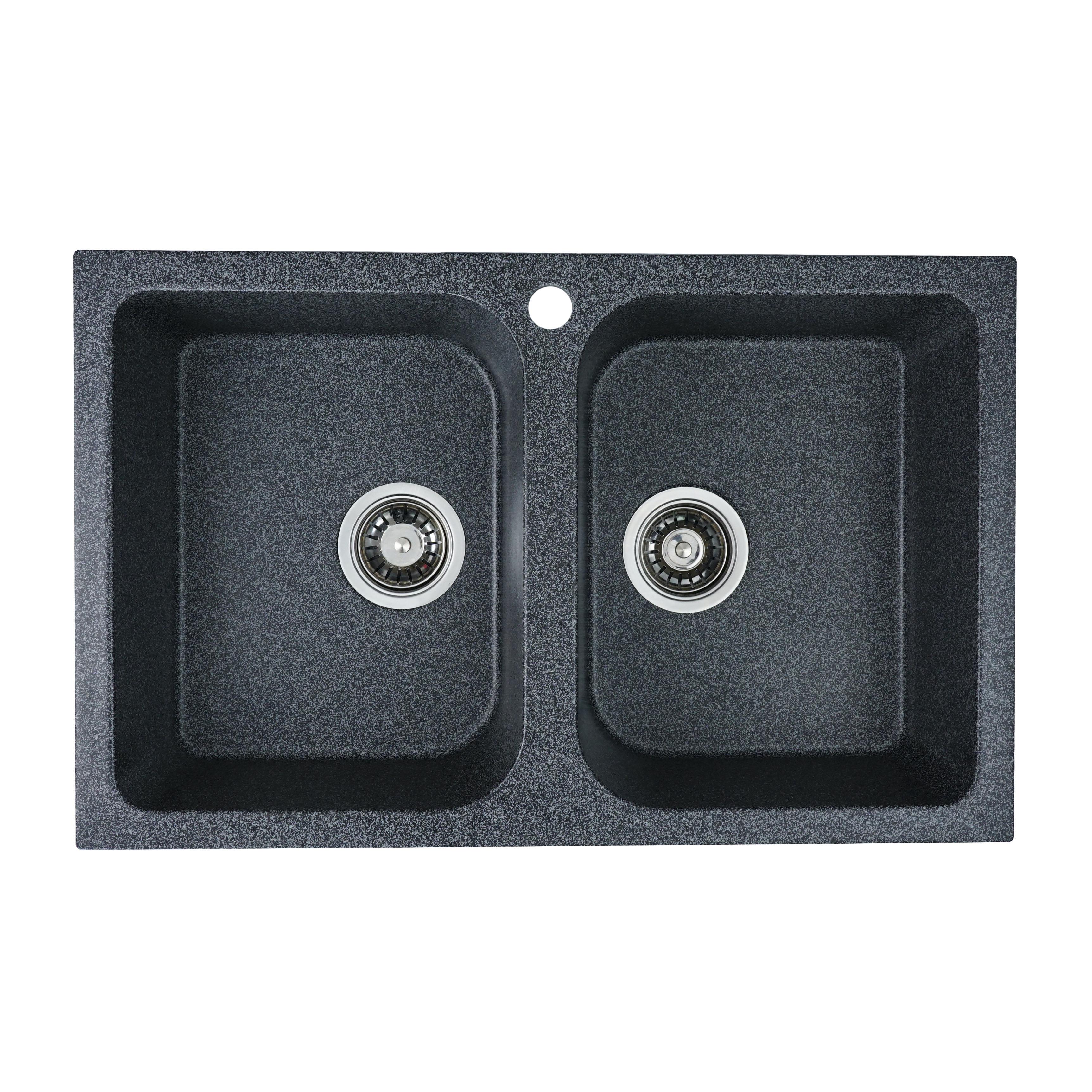 Мойка для кухни Platinum 7648W Twin гранит глянец Графитовый (000024926)