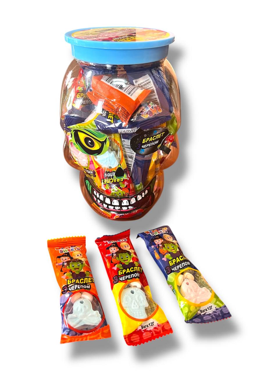Сладкий браслет с черепом Bimbo sweets 30 шт. по 12 г (00000006359) Сладкий браслет с черепом Bimbo sweets 30 шт. по 12 г (00000006359)