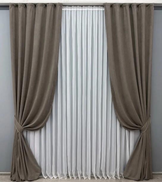 Шторы в гостиную/спальню Petek YL из микровелюра 1,5х2,95 м 2 шт. Какао (1707ш 33-0606)