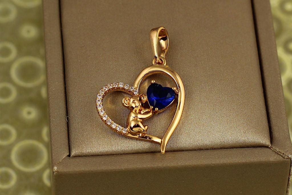 Кулон Xuping Jewelry сердце коалы с синим камнем 2,2 см Золотистый