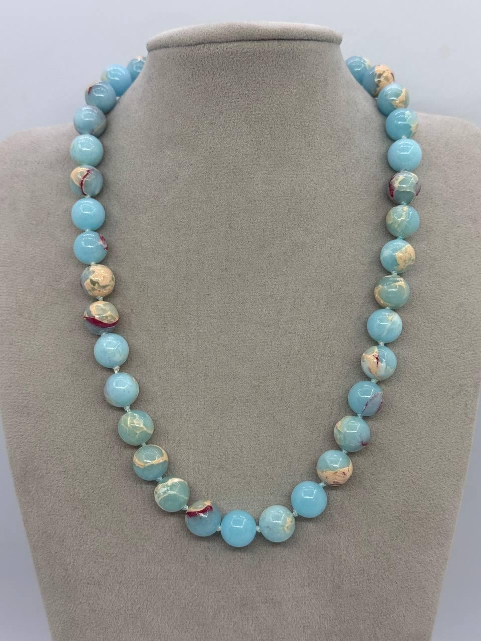 Бусы из искусственных камней 10 мм 45 см Голубой (12823)