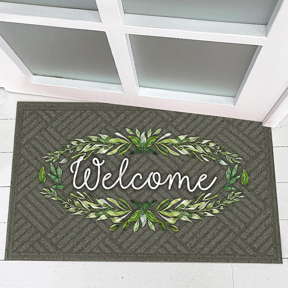 Коврик придверный "Welcome" зеленые веточки 45x75 см (20850)