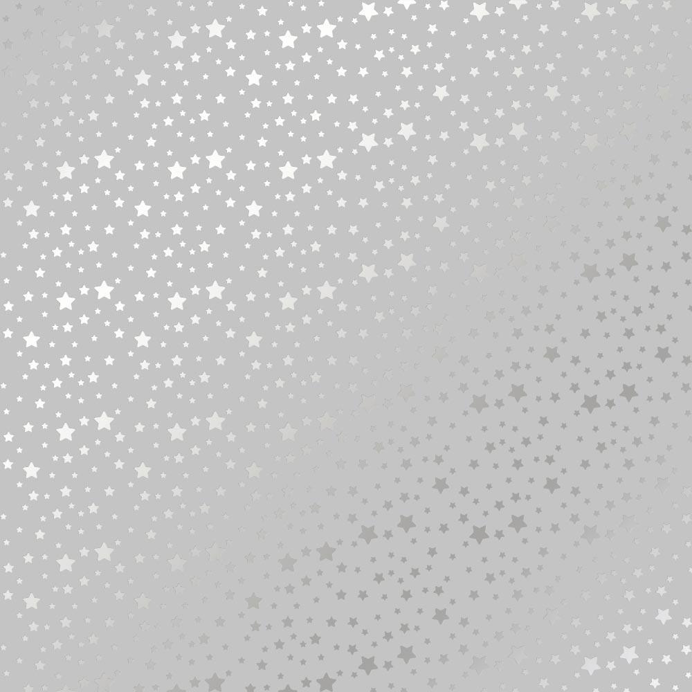 Лист бумаги односторонний Silver stars с серебряным тиснением 30,5х30,5 см Gray