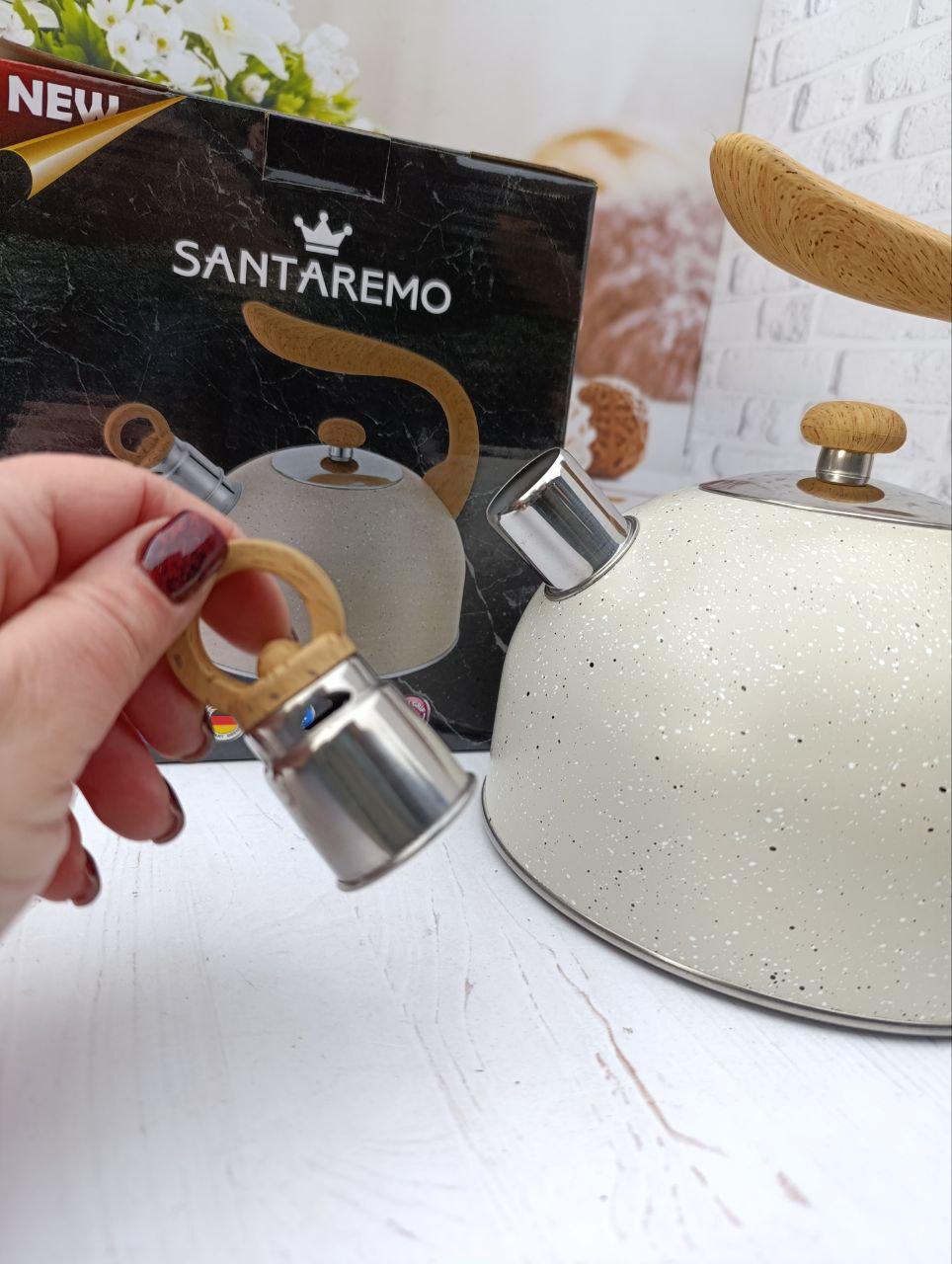 Чайник Santaremo зі свистком нержавіюча сталь 3 л Бежевий - фото 3 Чайник Santaremo зі свистком нержавіюча сталь 3 л Бежевий - фото 3