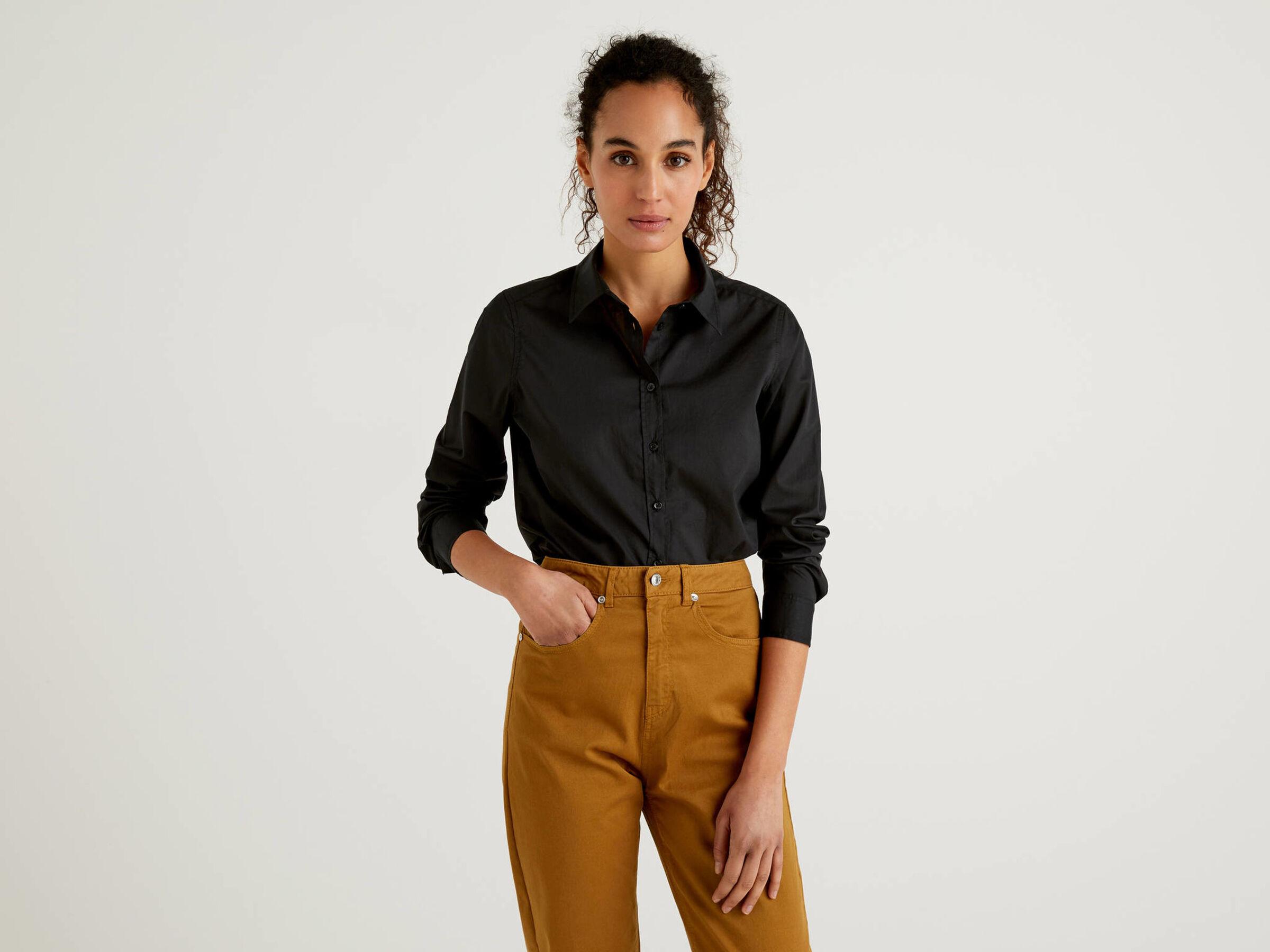 Рубашка женская Benetton 5cqy5qc13 XL Черный