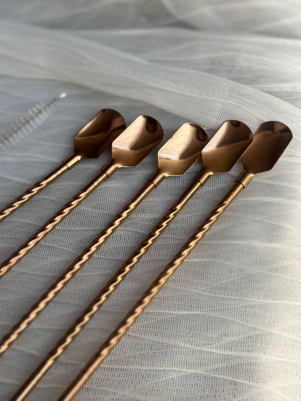 Набор соломинок-ложек многоразовых Yiwu HP-20-20 из нержавеющей стали 6 шт. Бронзовый (25253209) - фото 2 Набор соломинок-ложек многоразовых Yiwu HP-20-20 из нержавеющей стали 6 шт. Бронзовый (25253209) - фото 2