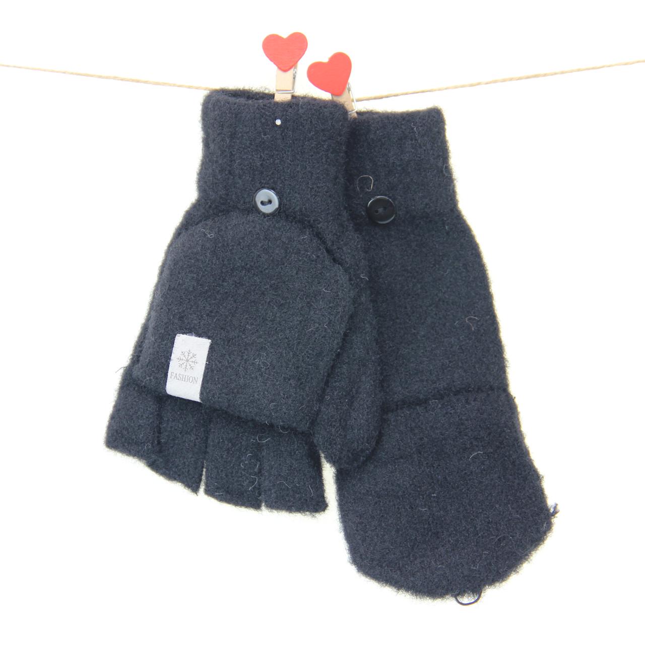 Перчатки женские с накидным верхом шерстяные S Черный (33836) Перчатки женские с накидным верхом шерстяные S Черный (33836)