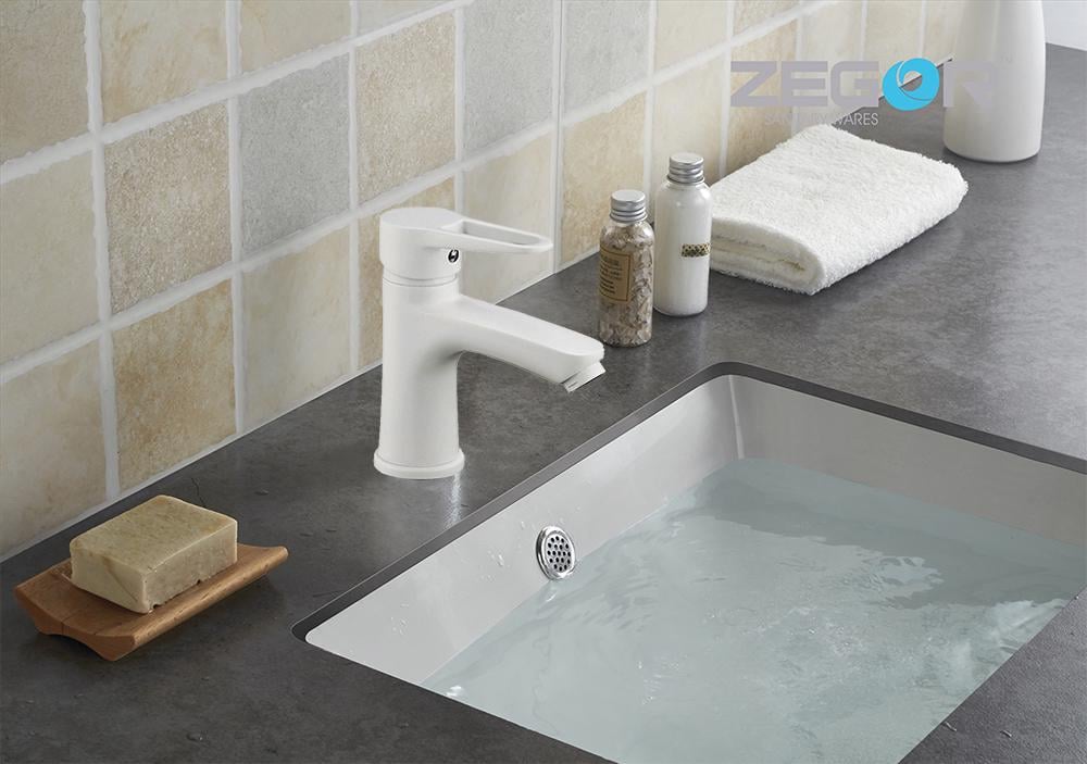 Змішувач для умивальника Zegor PUD1-A045YW одноважільний Білий - фото 4