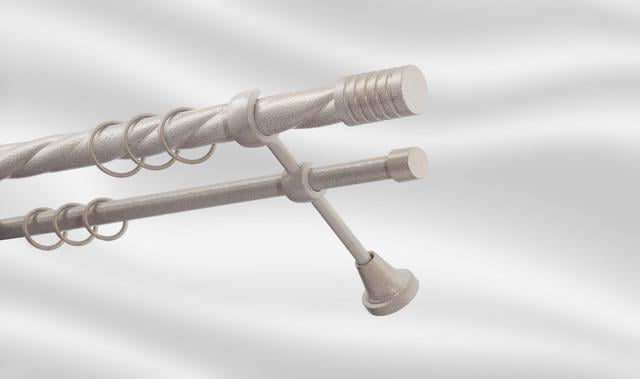 Карниз для штори Plastidea Циліндр металевий подвійний кручений з прищіпками D 25-16 мм 160 см Біле золото - фото 1 Карниз для штори Plastidea Циліндр металевий подвійний кручений з прищіпками D 25-16 мм 160 см Біле золото - фото 1