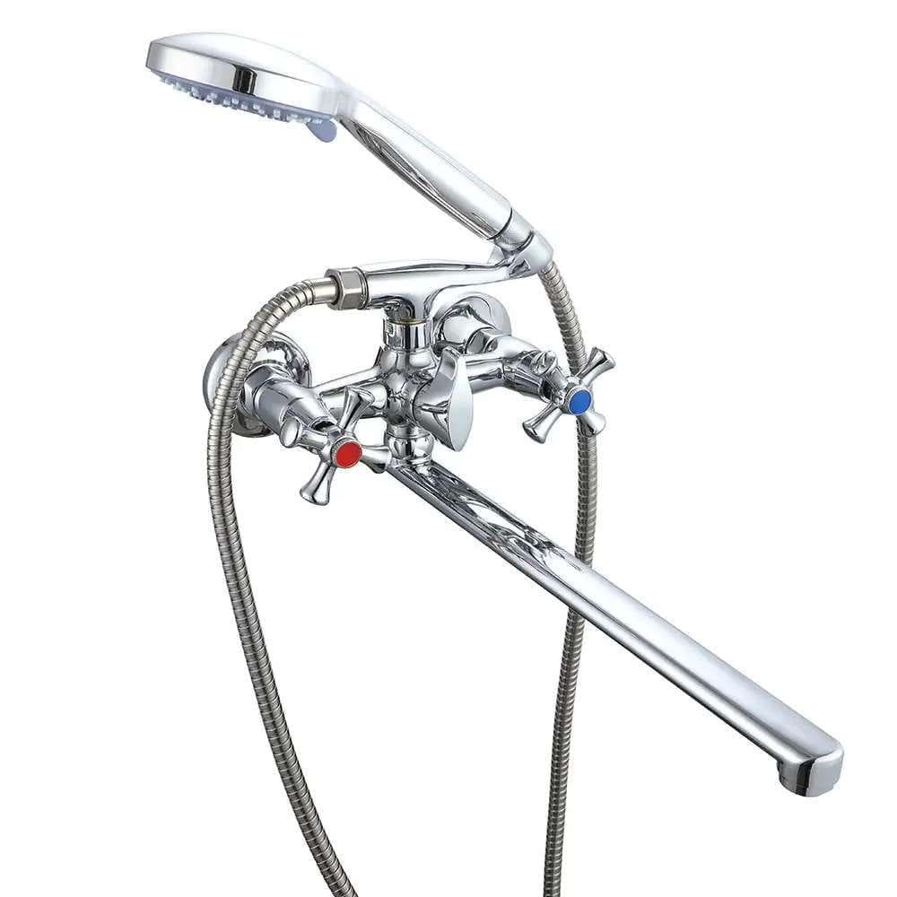 Смеситель для ванны Wezer VRL722-12 двухвентильный с ручной лейкой Хром (SQ-1056370)