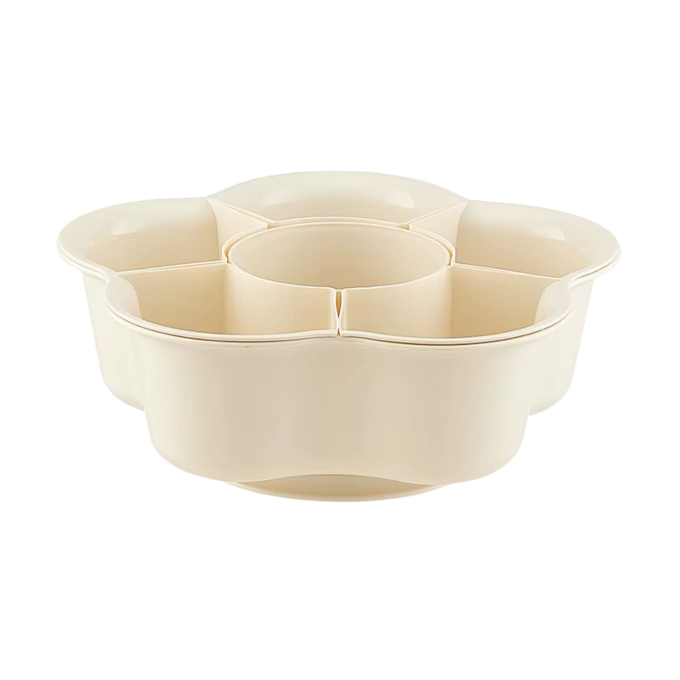 Поднос для еды вращающийся с 6 отделениями для сервировки Бежевый