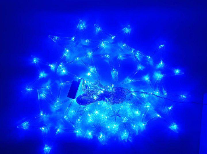 Гірлянда 120L Бурульки зірки ширина синє світло 165-CL48B (366403)