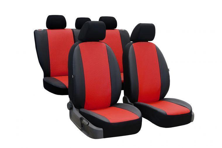 Авточехлы из экокожи Pok-ter Perline для Renault SANDERO 2012-2020 с красной вставкой (RE12611)