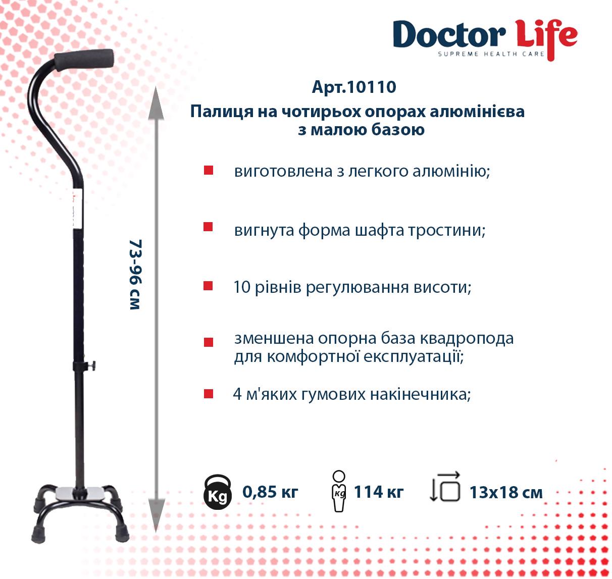 Тростина-квадропод чотирипорна Dоctor Life 10110BL з малою базою - фото 5