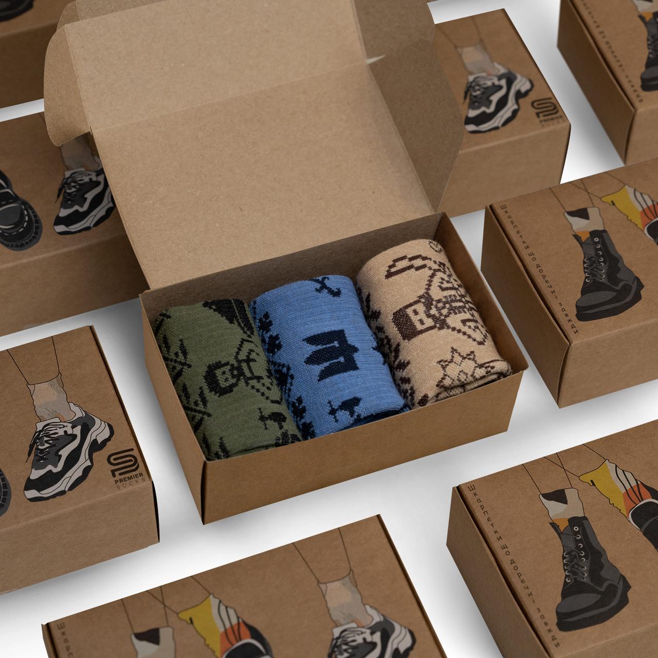 Набор носков подарочный Premier Socks Казацкая сила 3 пары р. 43-45 Набор носков подарочный Premier Socks Казацкая сила 3 пары р. 43-45