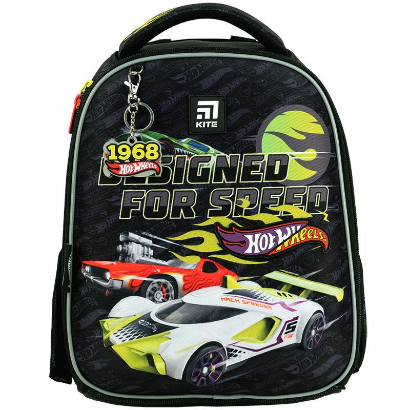 Рюкзак школьный KITE Education Hot Wheels HW24-555S каркасный с ортопедической спинкой (67133)
