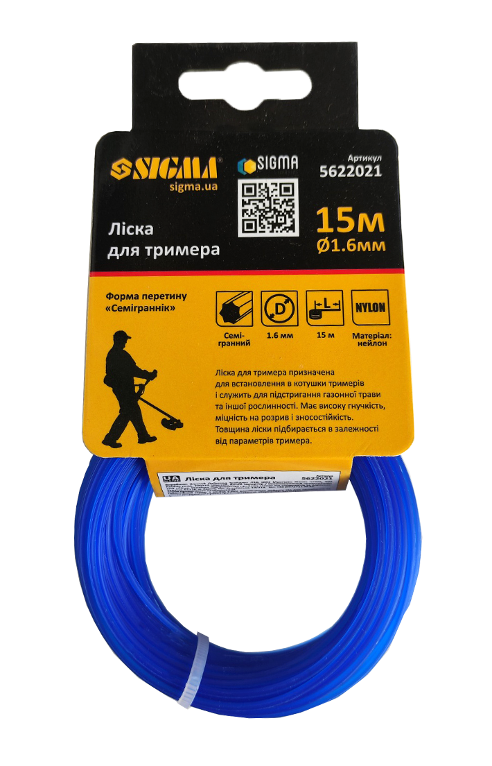 Жилка для тримера Sigma семигранник 1,6 мм 15 м (1761) Жилка для тримера Sigma семигранник 1,6 мм 15 м (1761)
