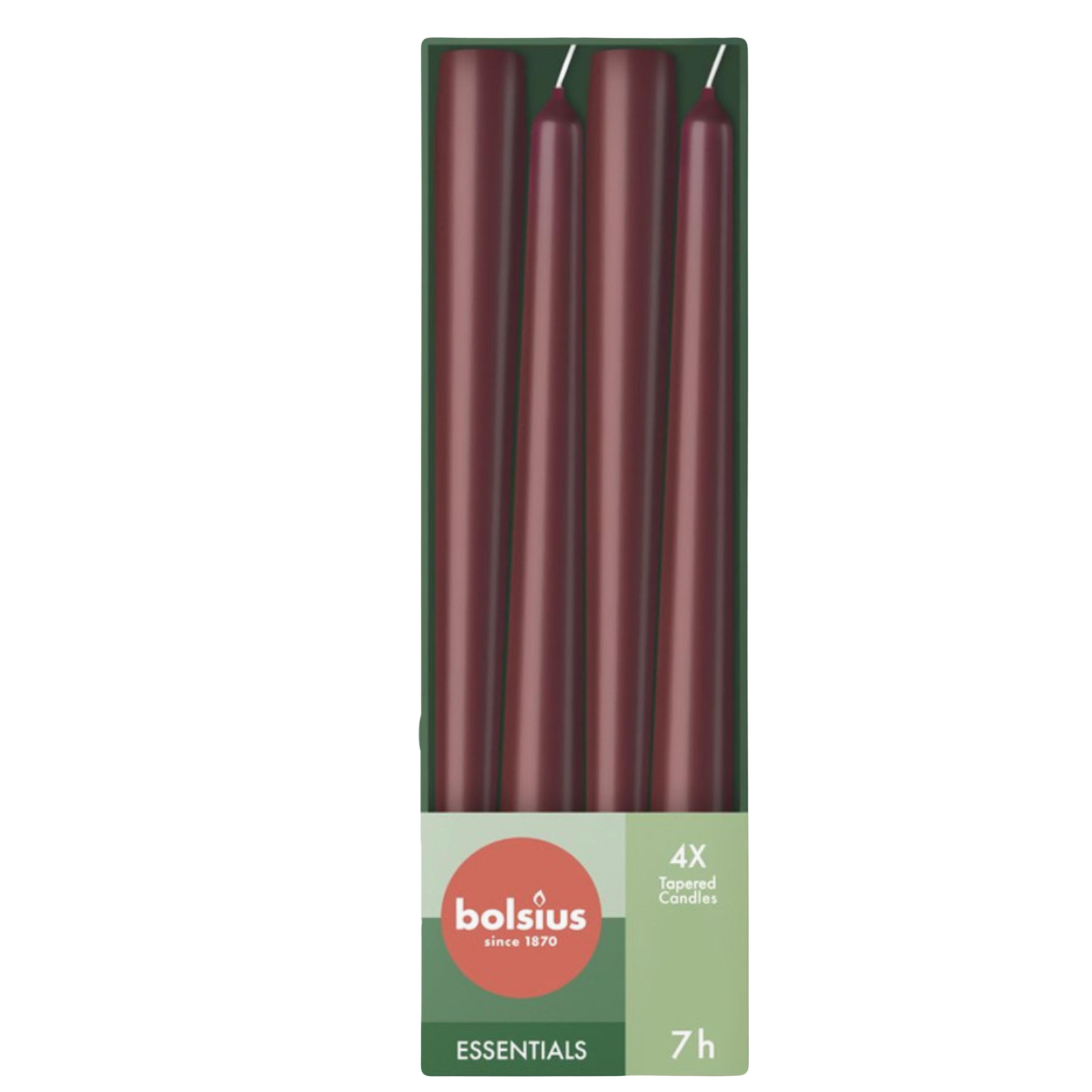 Свеча конусная Bolsius 245x24 мм 4 шт. Wine red (2818799537)