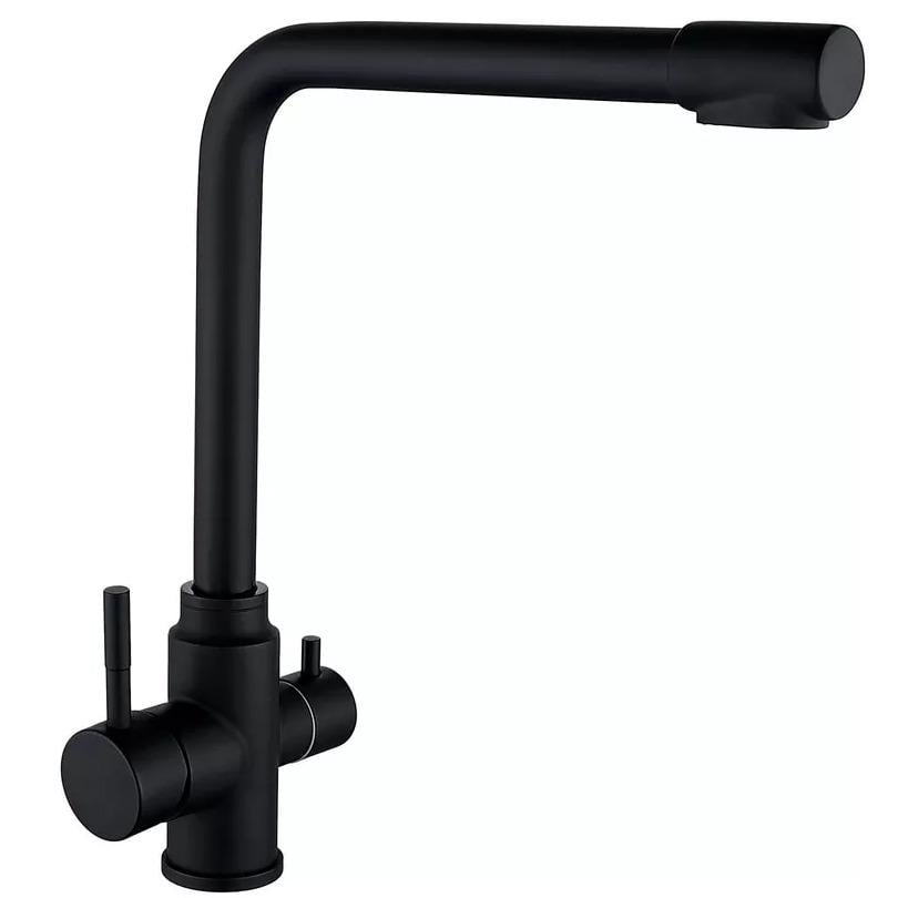 Смеситель для кухни Wezer EKO4C-01-BLACK на две воды Черный (155170)