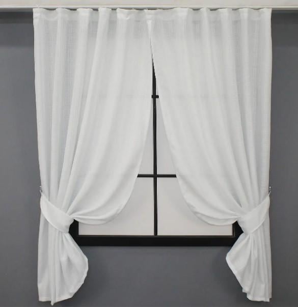 Шторки на кухню с подвязками 265х170 см Белый (112к)