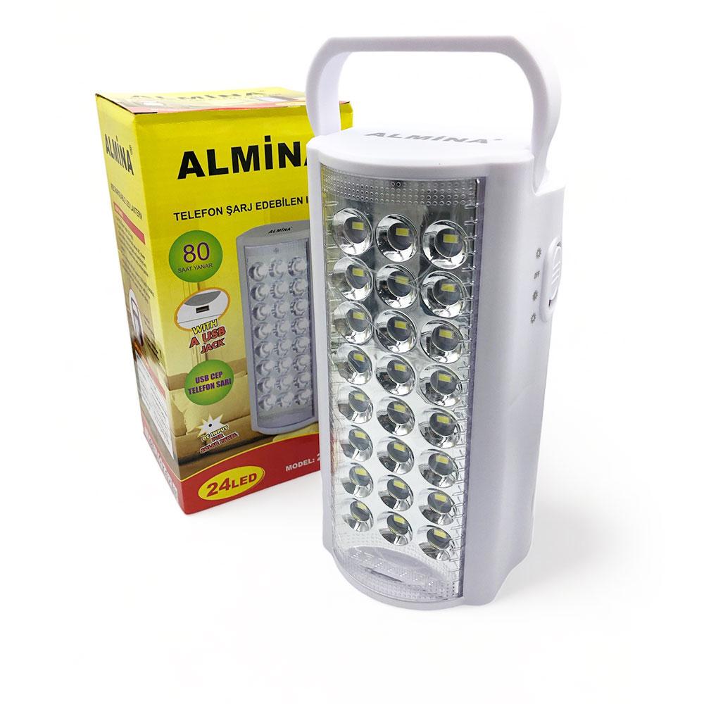 Ліхтар переносний Almina 2606L акумуляторний з функцією Power bank 24 LED Білий (19084587)