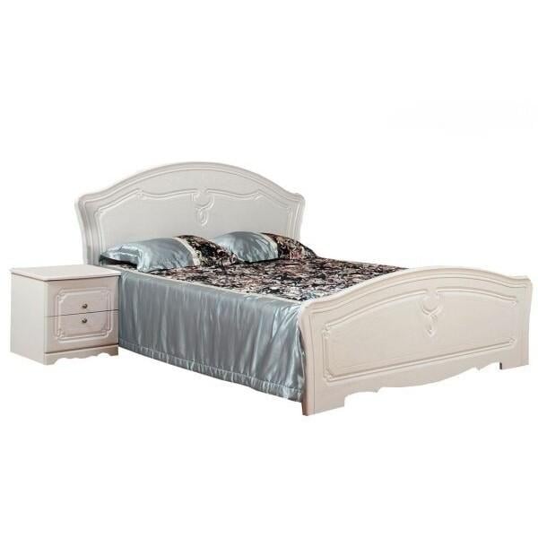 Двуспальная кровать Світ Меблів Луиза 160х200 с ламелевым каркасом из ДСП/МДФ цвет белое золото