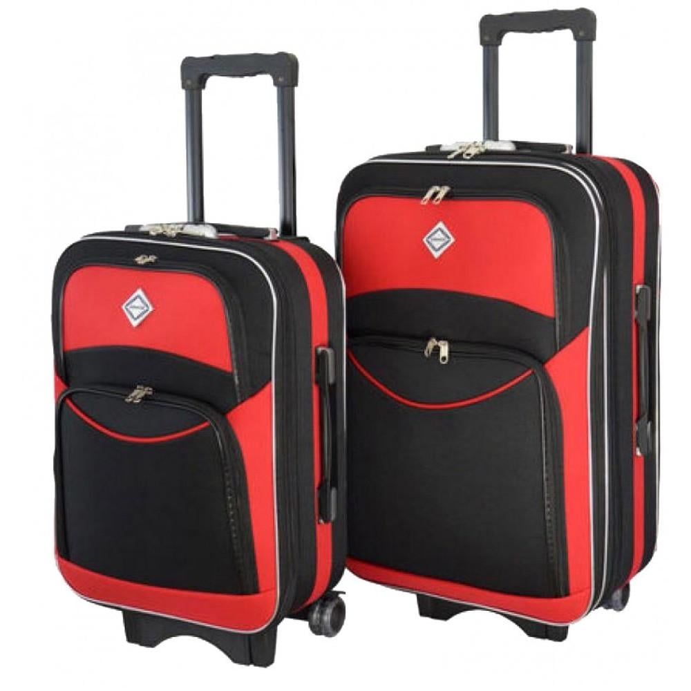 Валіза тканина середня велика Bonro Style 2 шт. Чорно-червоний