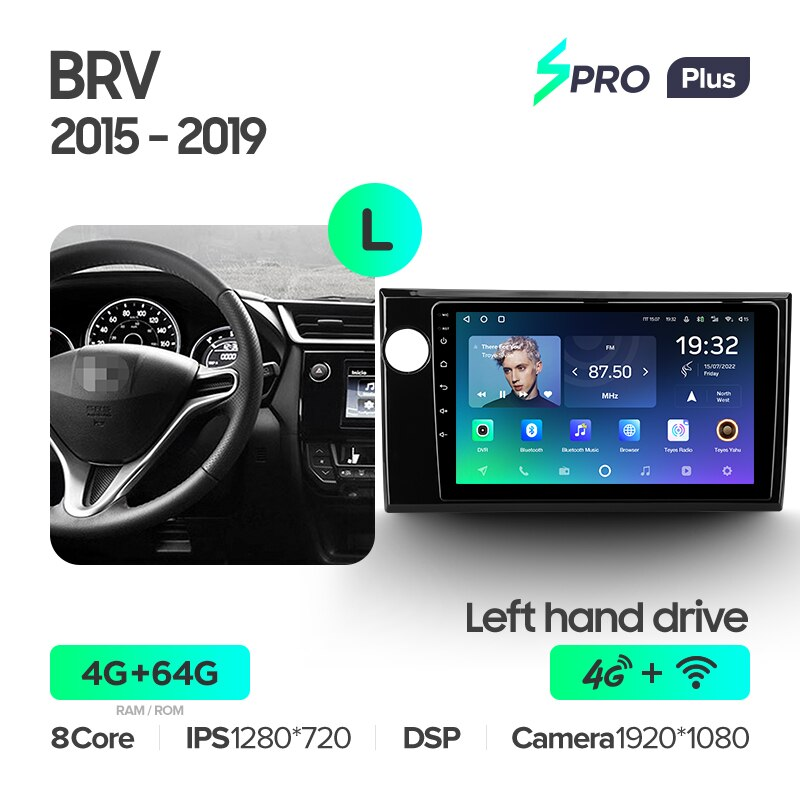 Автомагнитола штатная Teyes SPRO Plus для Honda BRV 2015-2019 Android SPRO PLUS 4+64G Wi-Fi/4G (1798174475) - фото 2